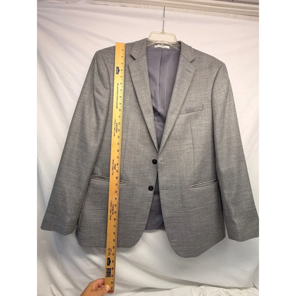 Van Heusen Flex Slim Fit Blazer Mens 44R Gray Textured Two Button Suit Jacket